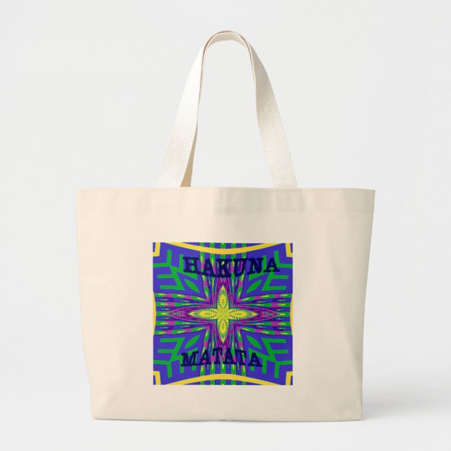 Hakuna matata Mombasa Kanga Large Tote Bag (Front)