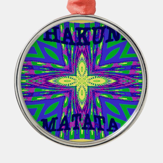 Hakuna matata Mombasa Kanga Metal Tree Decoration (Front)