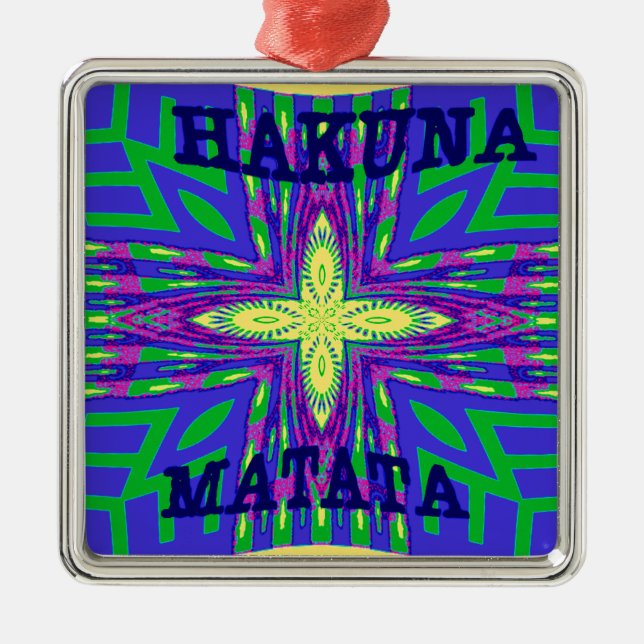 Hakuna matata Mombasa Kanga Metal Tree Decoration (Front)