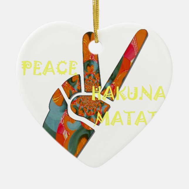 Hakuna Matata Peace Ceramic Tree Decoration (Front)