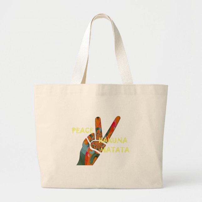 Hakuna Matata Peace Large Tote Bag (Front)