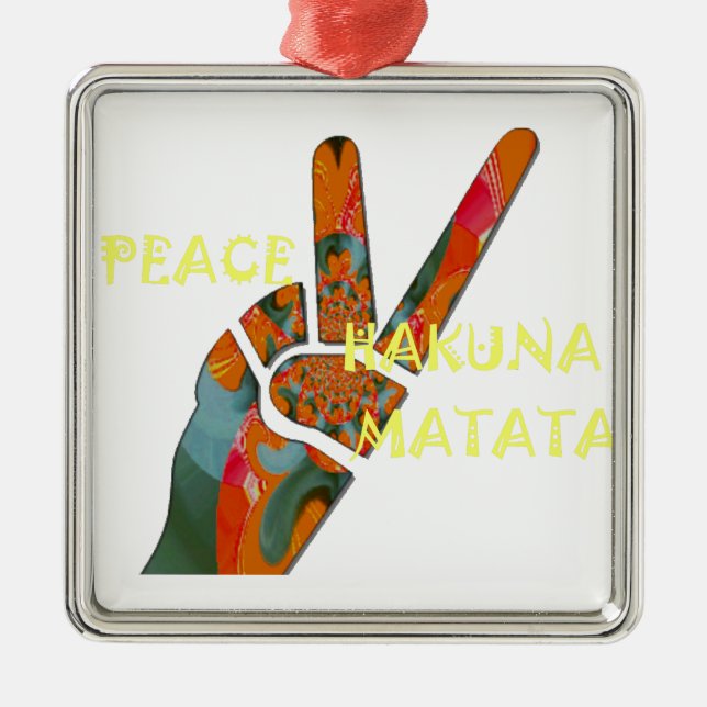 Hakuna Matata Peace Metal Tree Decoration (Front)