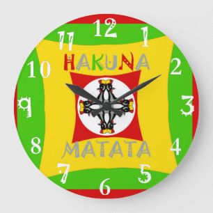 Hakuna Matata Rasta Colour Red Golden Green Large Clock