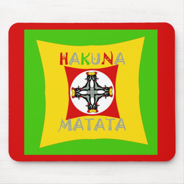 Hakuna Matata Rasta Colour Red Golden Green Mouse Mat (Front)