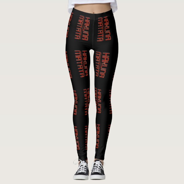 Hakuna Matata Red Black weekend Lounging lovely Leggings (Front)