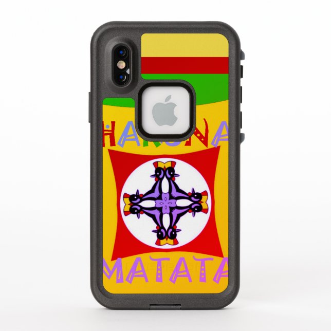 Hakuna Matata Red Golden Green LifeProof iPhone Case (Back)