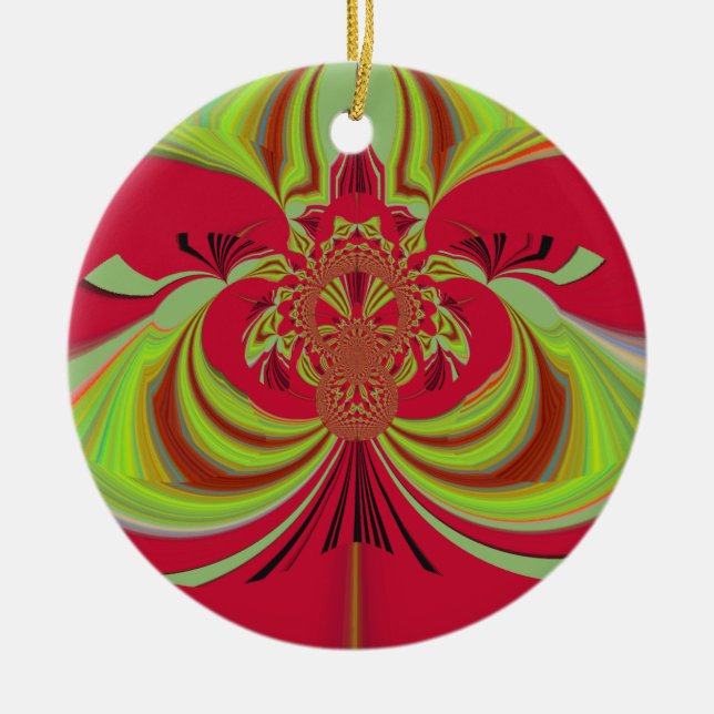Hakuna Matata red yellow design Ceramic Tree Decoration (Front)