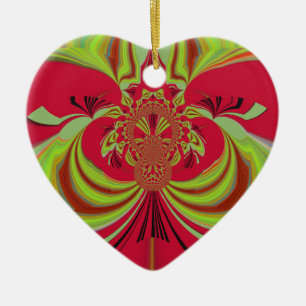 Hakuna Matata red yellow design Ceramic Tree Decoration