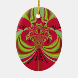 Hakuna Matata red yellow design Ceramic Tree Decoration