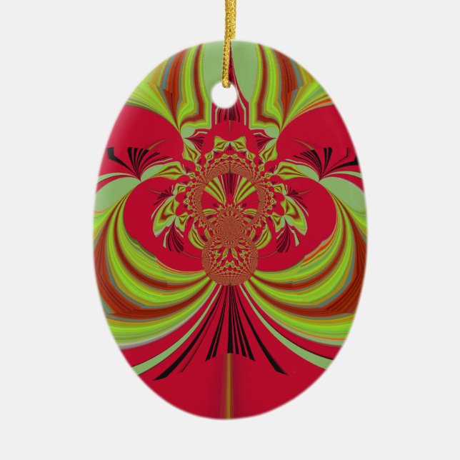 Hakuna Matata red yellow design Ceramic Tree Decoration (Front)