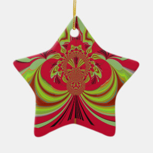 Hakuna Matata red yellow design Ceramic Tree Decoration