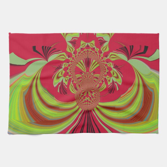 Hakuna Matata red yellow design Tea Towel (Horizontal)