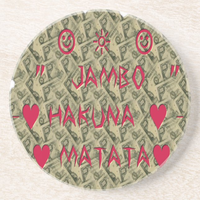 Hakuna Matata Talk Money Art Print Design Coaster (Front)