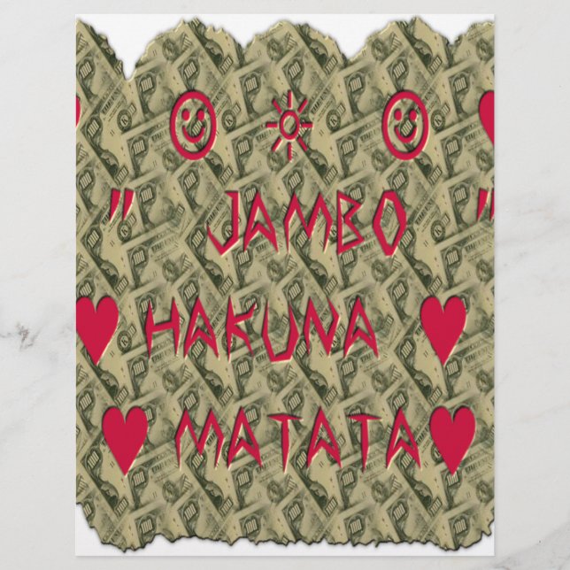 Hakuna Matata Talk Money Art Print Design Customized Letterhead (Front)