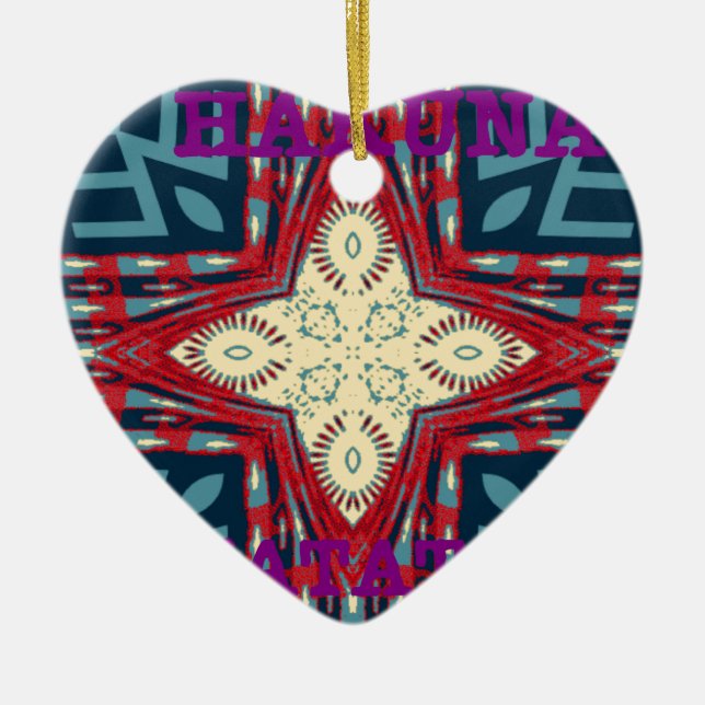 Hakuna Matata Text Hope Abstract Art Print Design Ceramic Tree Decoration (Front)