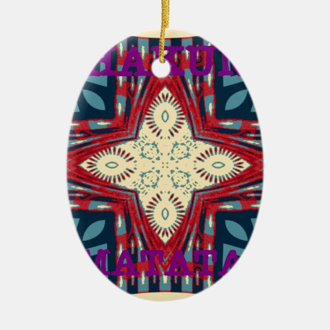 Hakuna Matata Text Hope Abstract Art Print Design Ceramic Tree Decoration (Front)