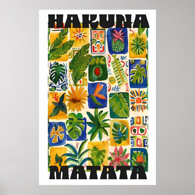 Hakuna Matata Tropical Tile Poster – Colourful (Front)