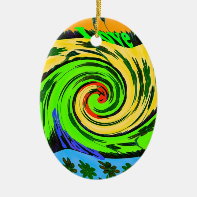 Hakuna Matata Tsunami Love Wave Colours.png Ceramic Tree Decoration (Front)