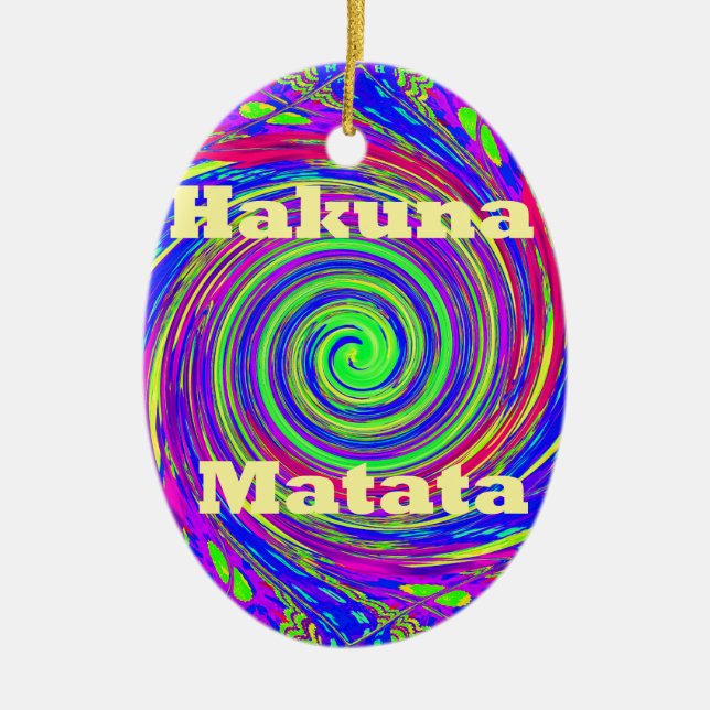 Hakuna Matata – Whirl Design with Vibrant Colours Ceramic Tree Decoration (Front)