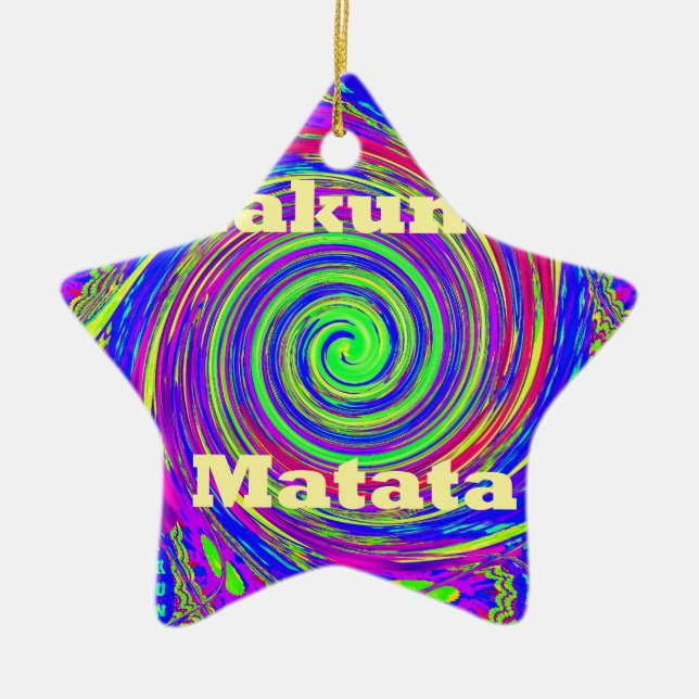 Hakuna Matata – Whirl Design with Vibrant Colours Ceramic Tree Decoration (Front)