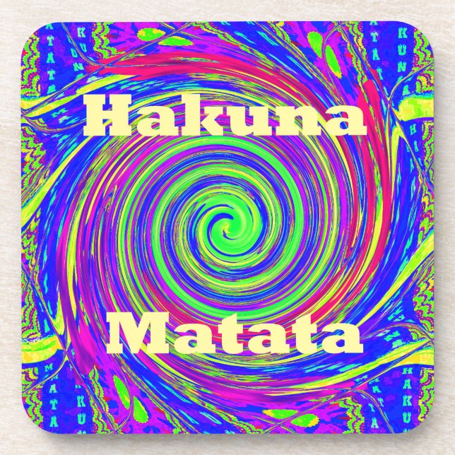 Hakuna Matata – Whirl Design with Vibrant Colours Coaster (Front)
