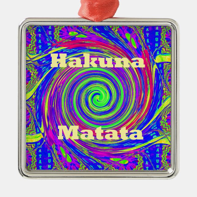 Hakuna Matata – Whirl Design with Vibrant Colours Metal Tree Decoration (Front)