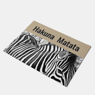  Hakuna  Matata  -zebra  close up  Doormat