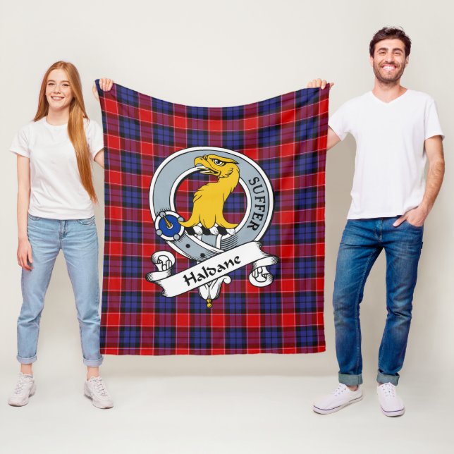 Haldane Clan Badge Tartan Plaid Fleece Blanket (In Situ)