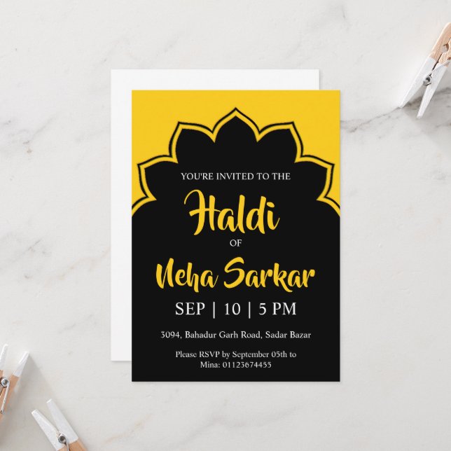 haldi ceremony invitation (Front/Back In Situ)