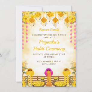 Haldi Ceremony Invitation Card, Maiyan Card