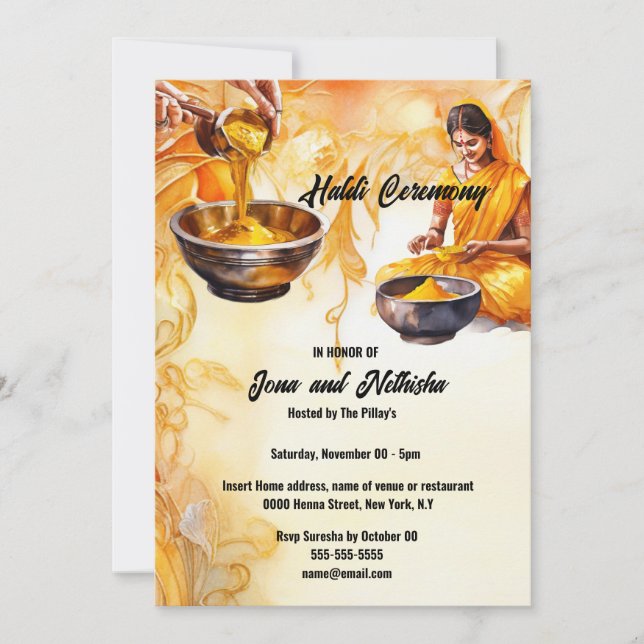Haldi Indian bride to be haladi wedding ceremony Invitation (Front)
