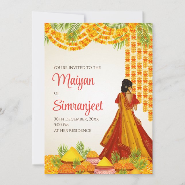Haldi invitations & Pithi Invites Maiyan invites (Front)