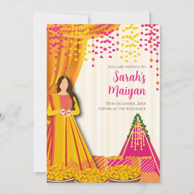 Haldi invites Maiyan invitation, Haldi invitation  (Front)