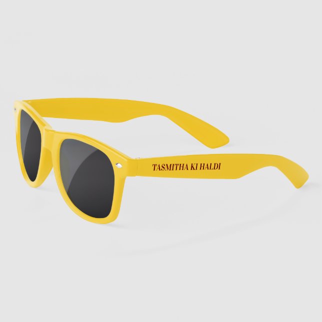Haldi photo prop bridal party gifts personalised sunglasses (Left)
