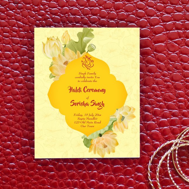 Haldi pithi yellow lotus flowers budget invite (Creator Uploaded)