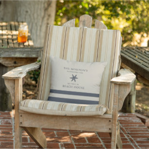 Hale Blue and Beige Starfish Family Beach House Cushion