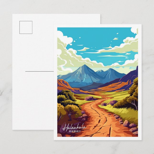 Haleakala Hawaii travel Vintage illustration Postcard (Front/Back)