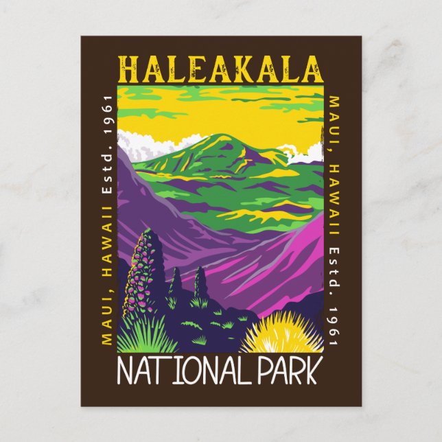 Haleakala National Park Hawaii Distressed Vintage Postcard (Front)
