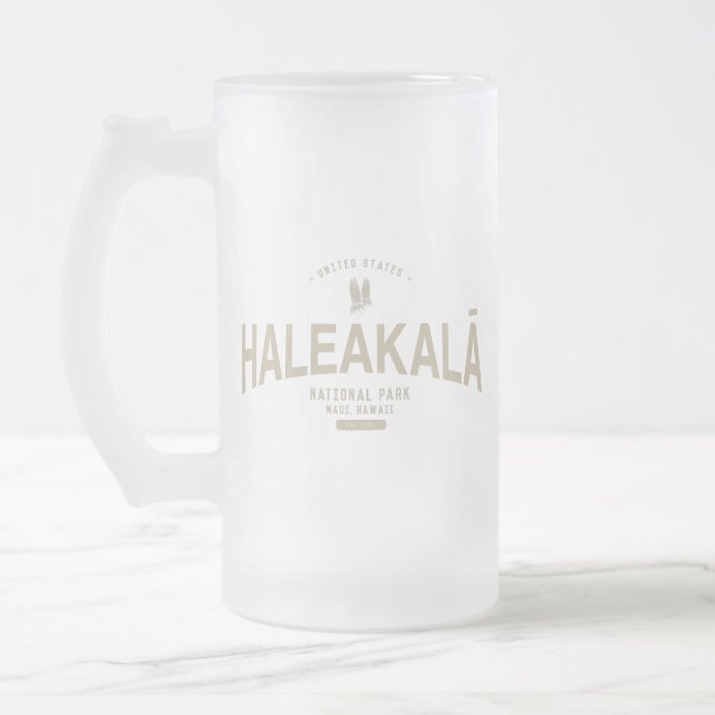 Haleakala National Park Hawaii Vacation Frosted Glass Beer Mug (Left)