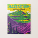 Haleakala National Park Hawaii Vintage  Jigsaw Puzzle<br><div class="desc">Haleakala vector artwork design. The park is named after Haleakalā,  a dormant volcano within its boundaries.</div>
