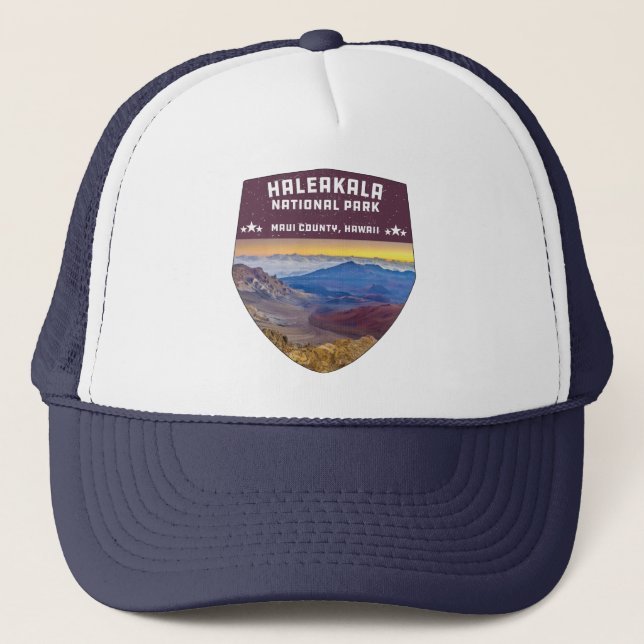 Haleakala National Park Hawaii Volcano Souvenir Trucker Hat (Front)
