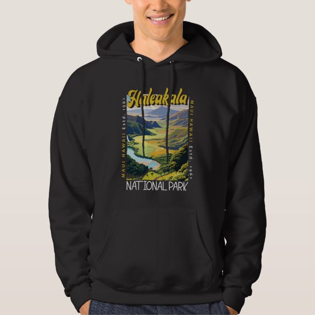 Haleakala National Park Illustration Distressed Hoodie (Front)