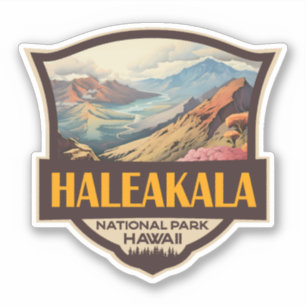 Haleakala National Park Illustration Retro Badge