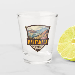 Haleakala National Park Illustration Retro Badge Shot Glass