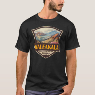 Haleakala National Park Illustration Retro Badge T-Shirt