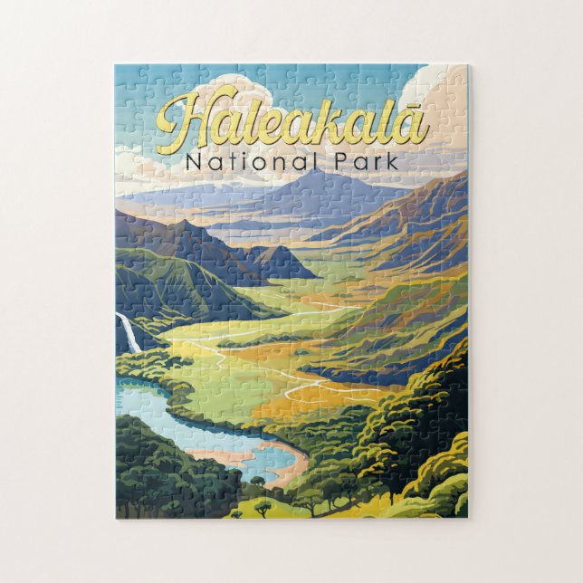 Haleakala National Park Illustration Retro Jigsaw Puzzle (Vertical)