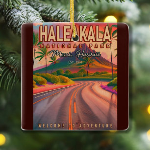 Haleakala National Park Maui Road Volcano Vintage Ceramic Ornament