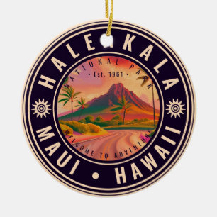 Haleakala National Park Maui Road Volcano Vintage Ceramic Tree Decoration