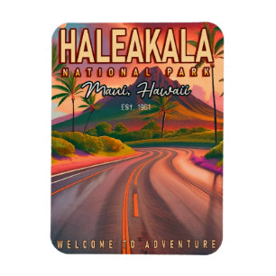 Haleakala National Park Maui Road Volcano Vintage Magnet