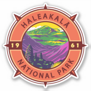 Haleakala National Park Retro Compass Emblem